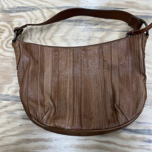 Vintage Y2K Fossil Hobo Handbag Brown Leather Purse Shoulder Bag Western - Picture 2 of 10